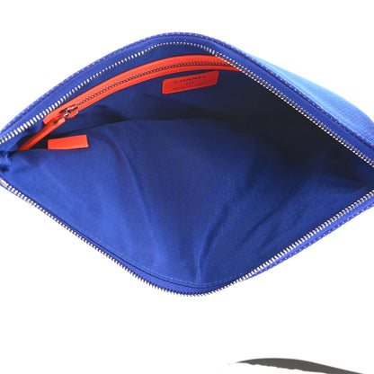 Chanel Mixed Fibers Medium Deauville Pouch Clutch Blue Orange 5 of 7