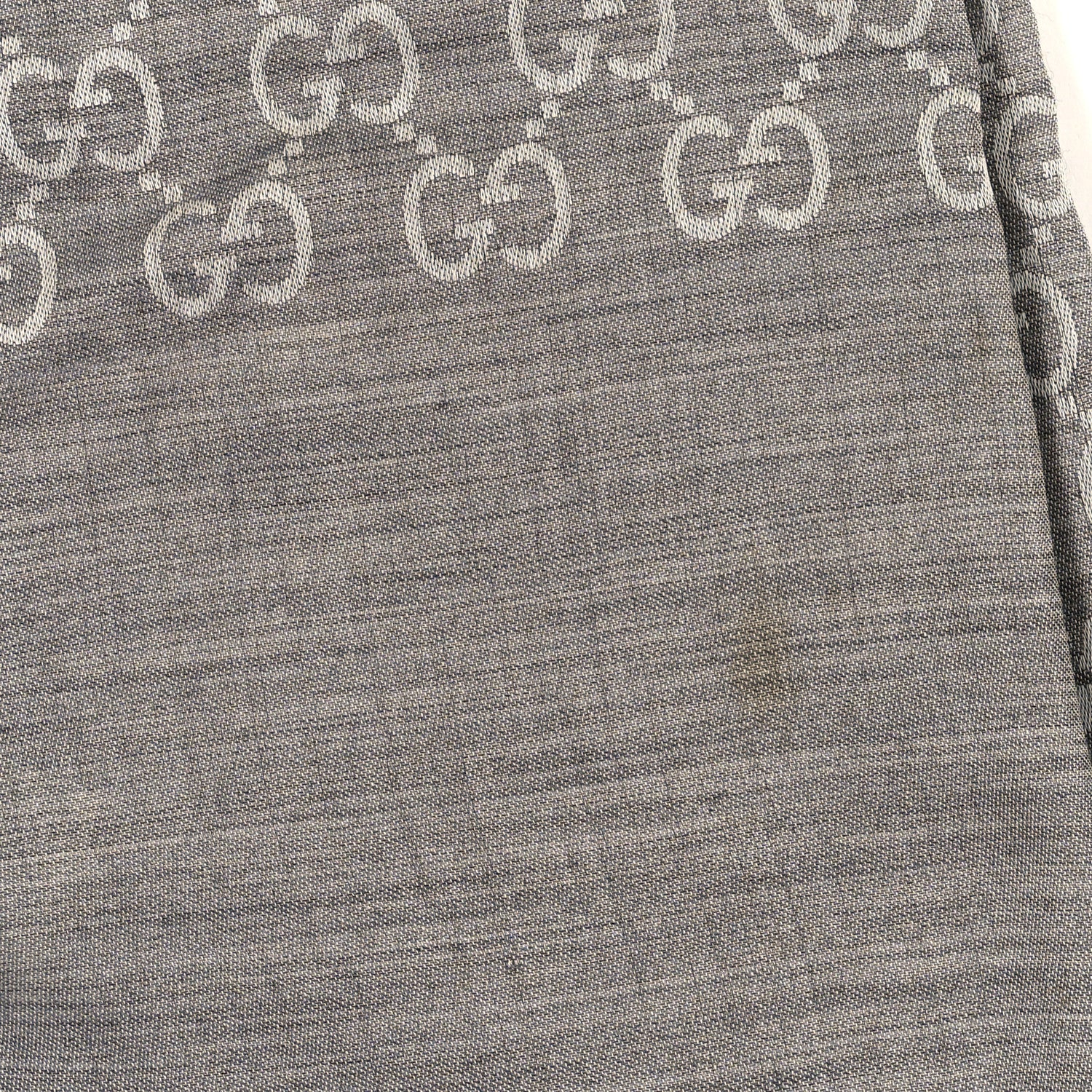 Gucci Wool Silk GG Monogram GGNat Scarf Lead Taupe Light Grey 4 of 4