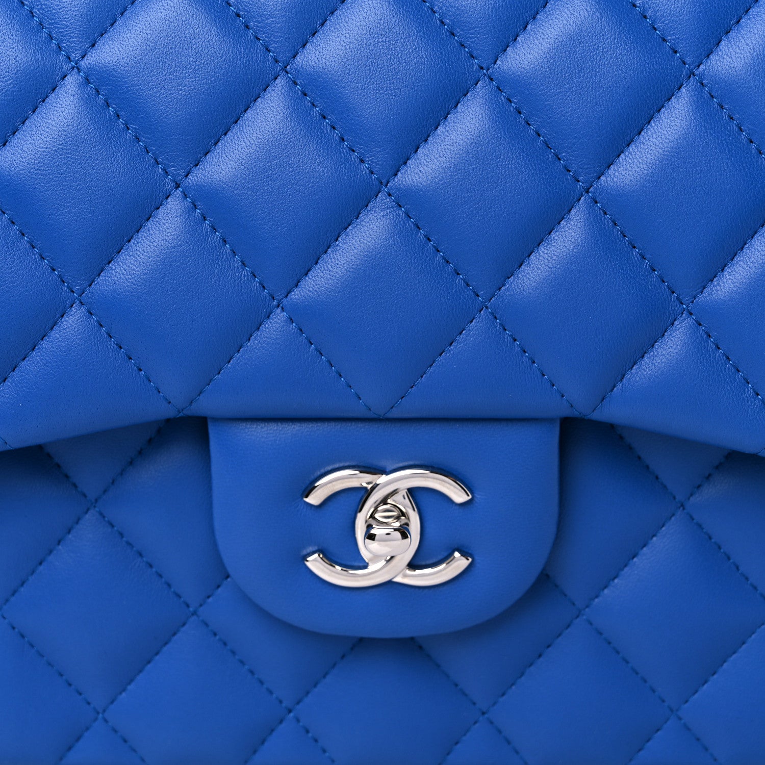 Chanel Lambskin Quilted Jumbo Double Flap Blue 10 of 10