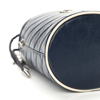 Gucci Vintage Effect Calfskin Matelasse Diagonal Mini Torchon GG Marmont 2.0 Bucket Bag Blue Agata Mystic White 8 of 9