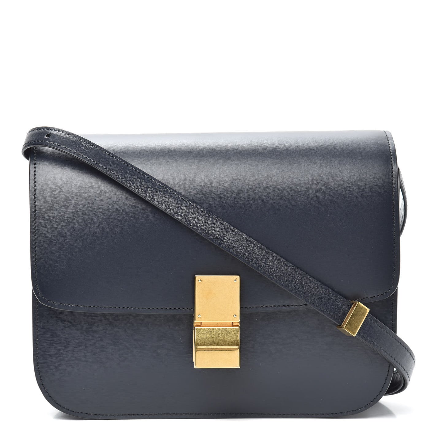 Box Calfskin Medium Classic Box Flap Bag Navy