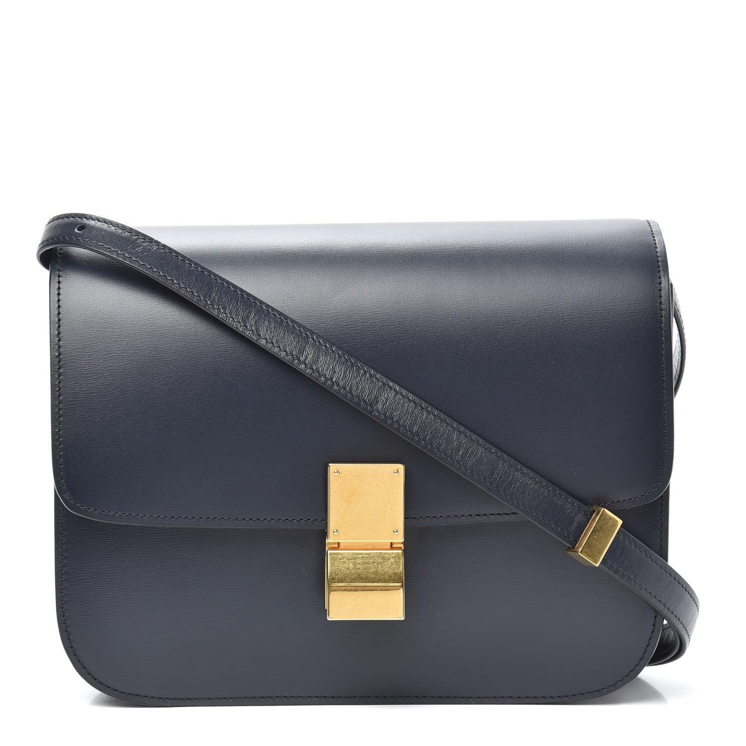 Celine Box Calfskin Medium Classic Box Flap Bag Navy 1 of 8