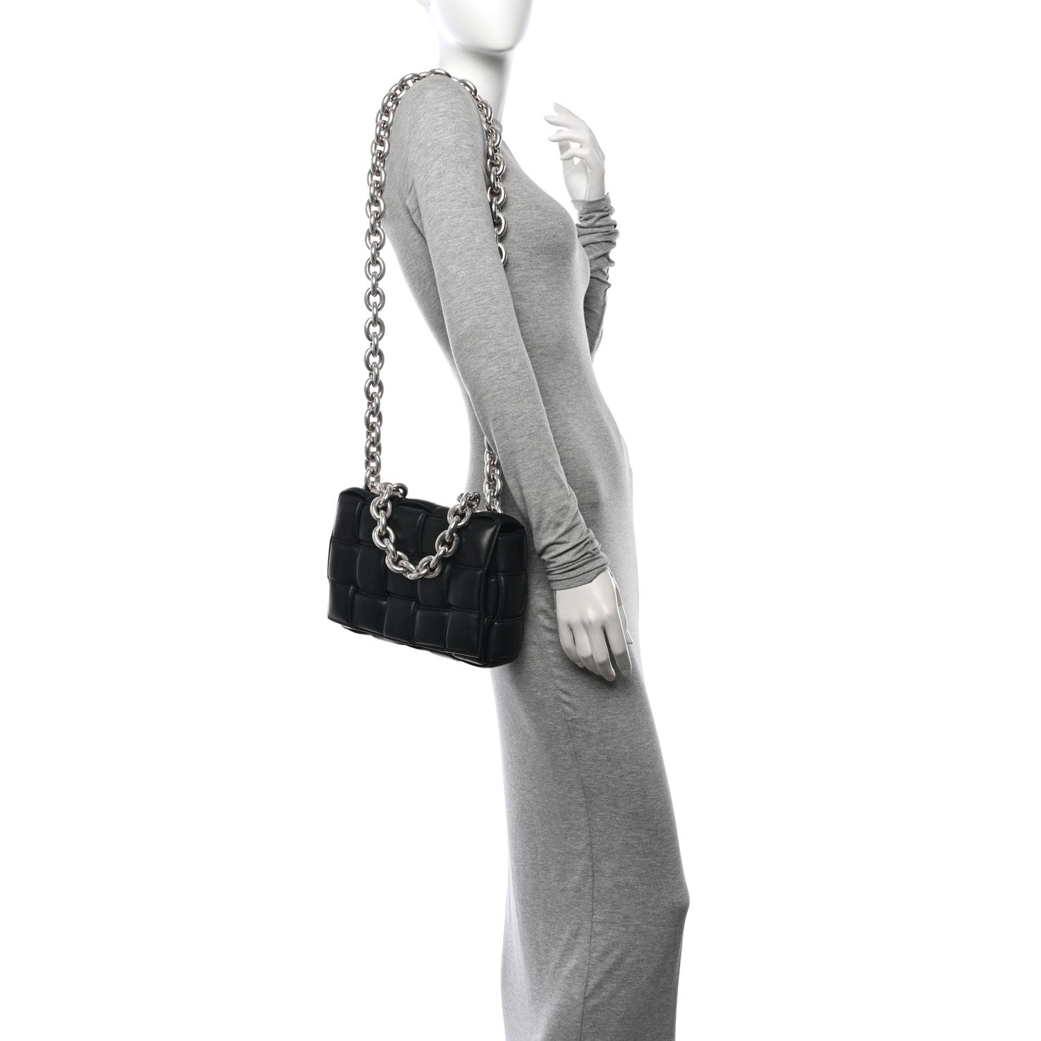 Bottega Veneta Lambskin Maxi Intreccio Padded Chain Cassette Crossbody Bag Black 2 of 11
