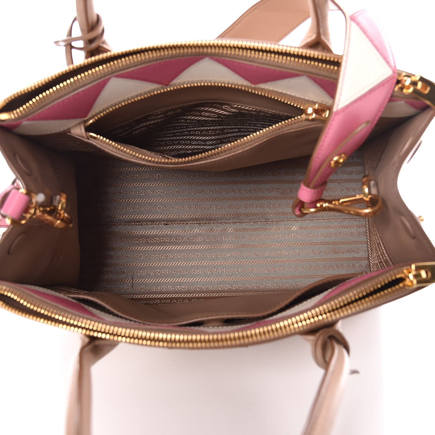 Saffiano City Calfskin Greche Medium Paradigme Bag Cammeo Begonia