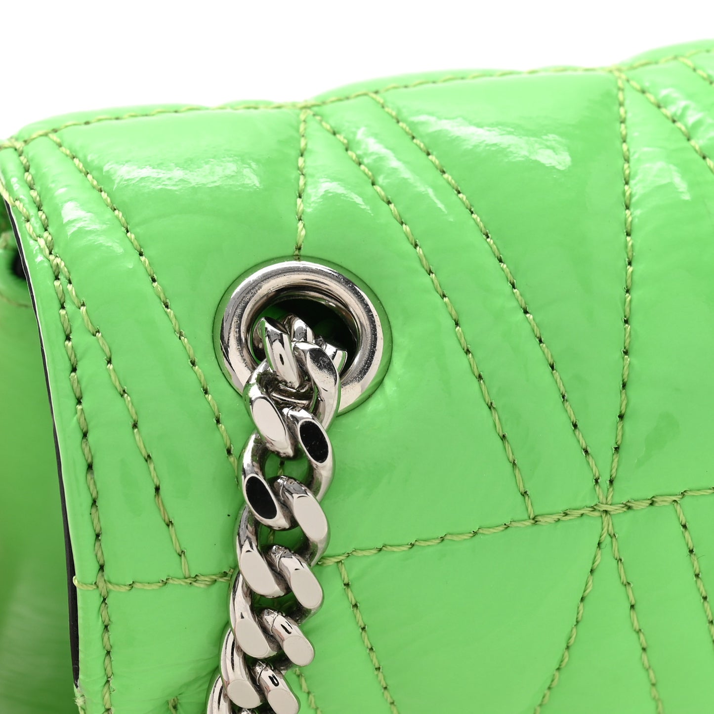 Patent Quilted Virtus Shoulder Bag Mint