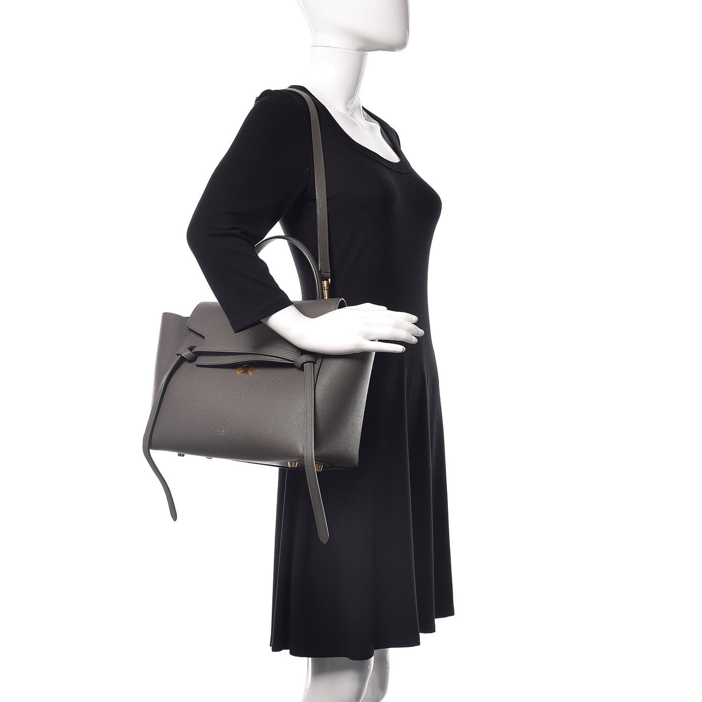 Grained Calfskin Mini Belt Bag Grey