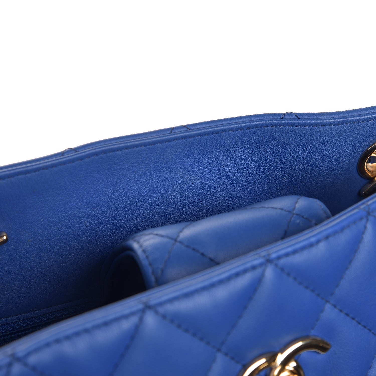 Chanel Calfskin Quilted Large CC Shopping Tote Blue 10 of 14