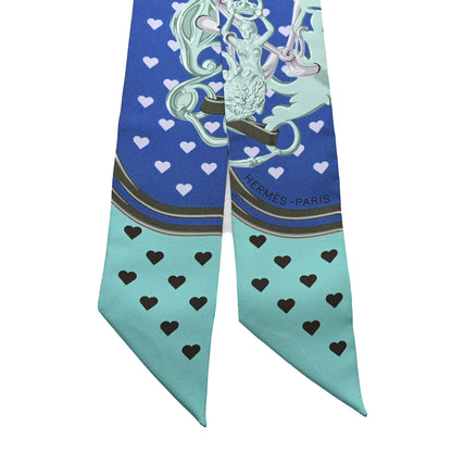 Hermes Silk Brides De Gala Love Twilly Cobalt Kaki Turquoise 2 of 3