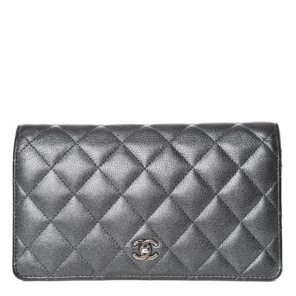 Chanel Metallic Calfskin Quilted Yen Wallet Dark Silver 1 of 11