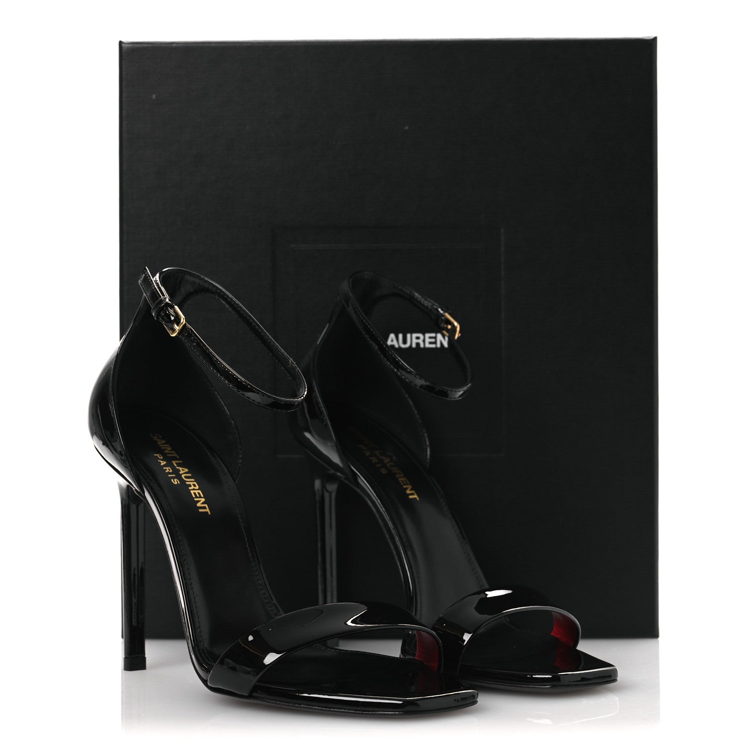 Saint Laurent Vernice Chiffon Amber 105 Ankle Strap Sandals 38 Black 12 of 12