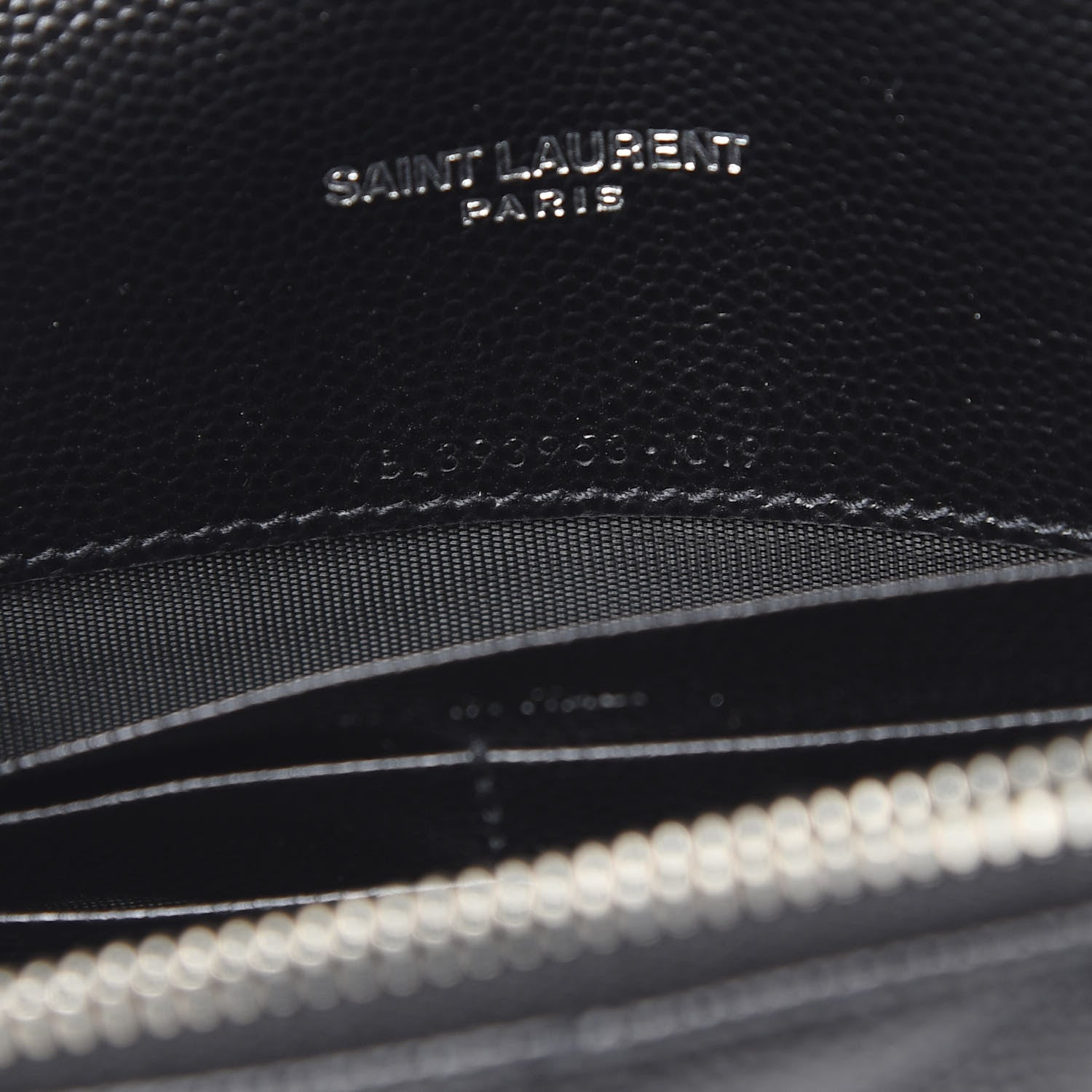 Saint Laurent Grain De Poudre Matelasse Chevron Monogram Envelope Chain Wallet Black 7 of 11