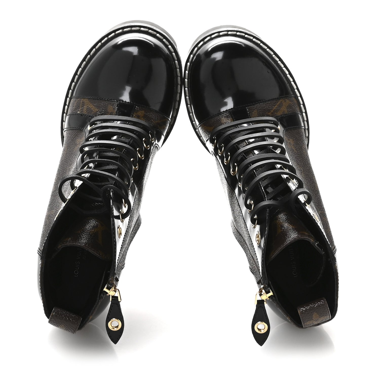 Patent Calfskin Monogram Star Trail Ankle Boots 39 Black