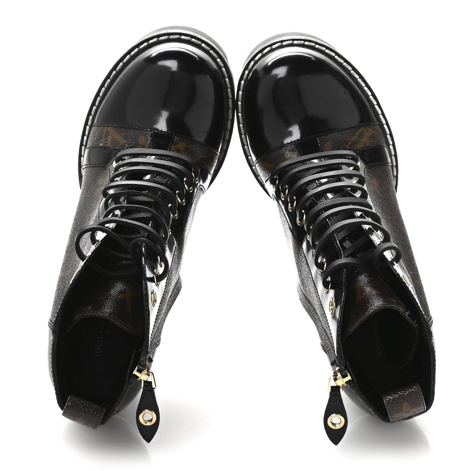 Louis Vuitton Patent Calfskin Monogram Star Trail Ankle Boots 39 Black 2 of 8
