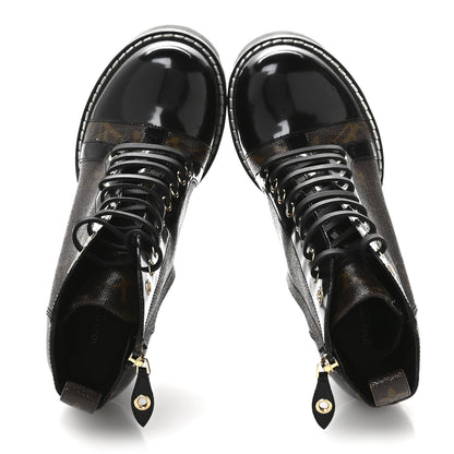 Louis Vuitton Patent Calfskin Monogram Star Trail Ankle Boots 39 Black 2 of 8