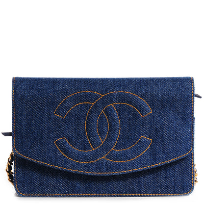 Chanel Denim Wallet on Chain WOC Blue 1 of 8
