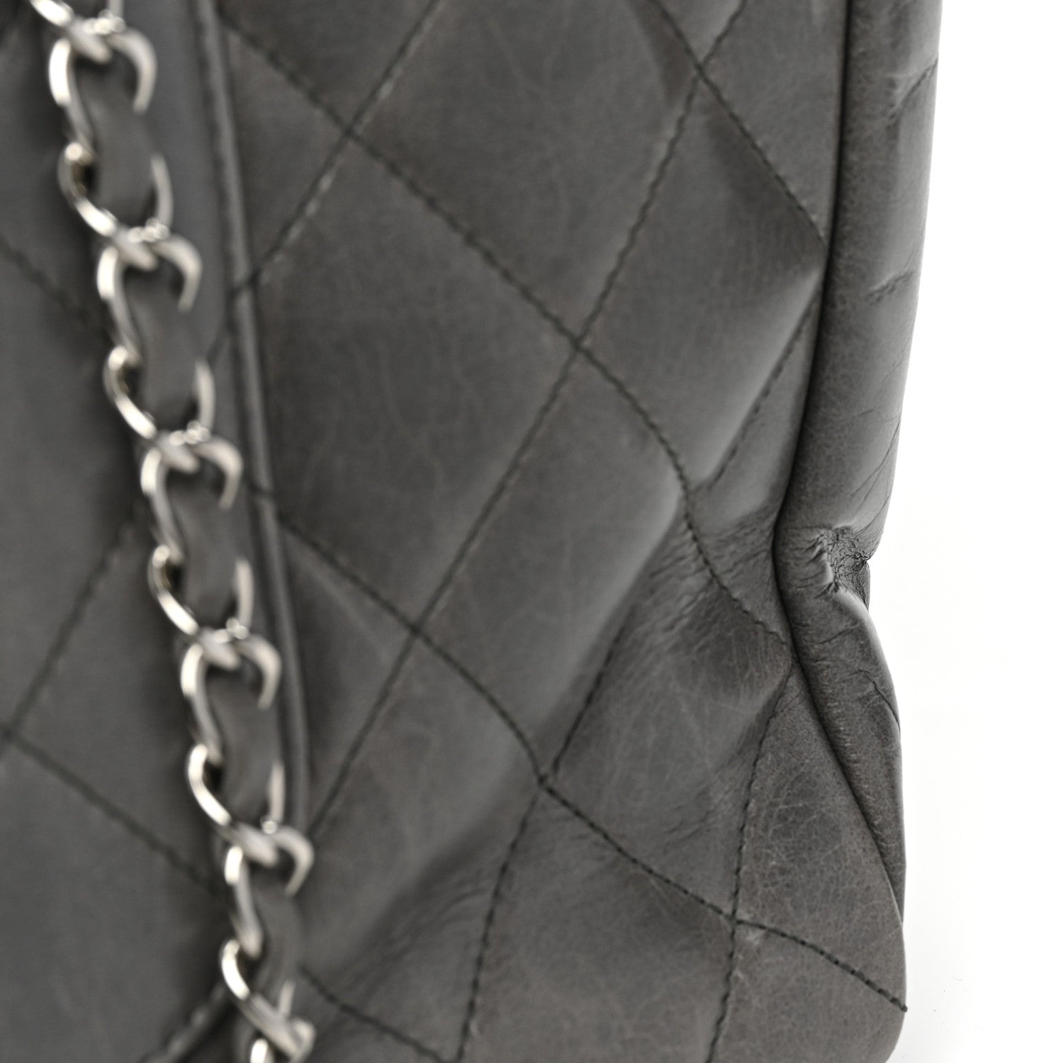 Chanel Glazed Calfskin Quilted Large CC Delivery Tote Grey 11 of 11