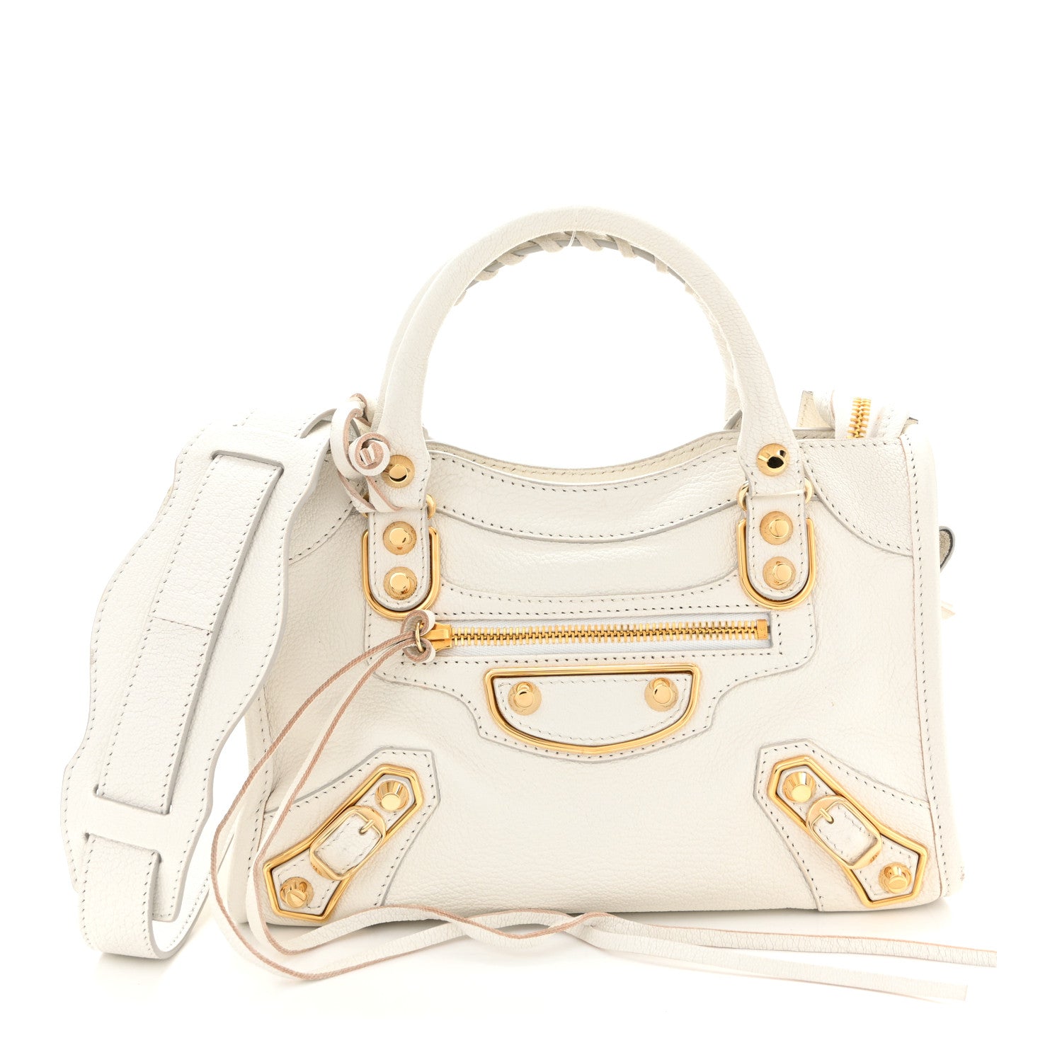 Balenciaga Chevre Gold Metallic Edge Hardware Mini City White 1 of 13