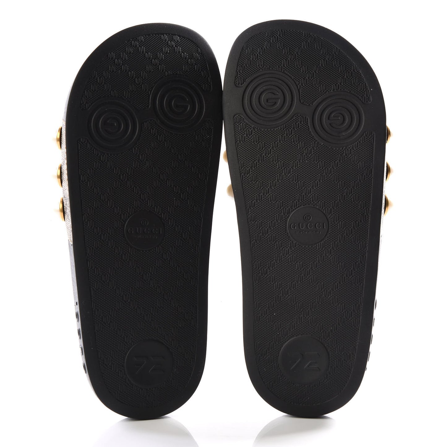 GG Supreme Monogram Pearls Slide Sandals 34 Beige
