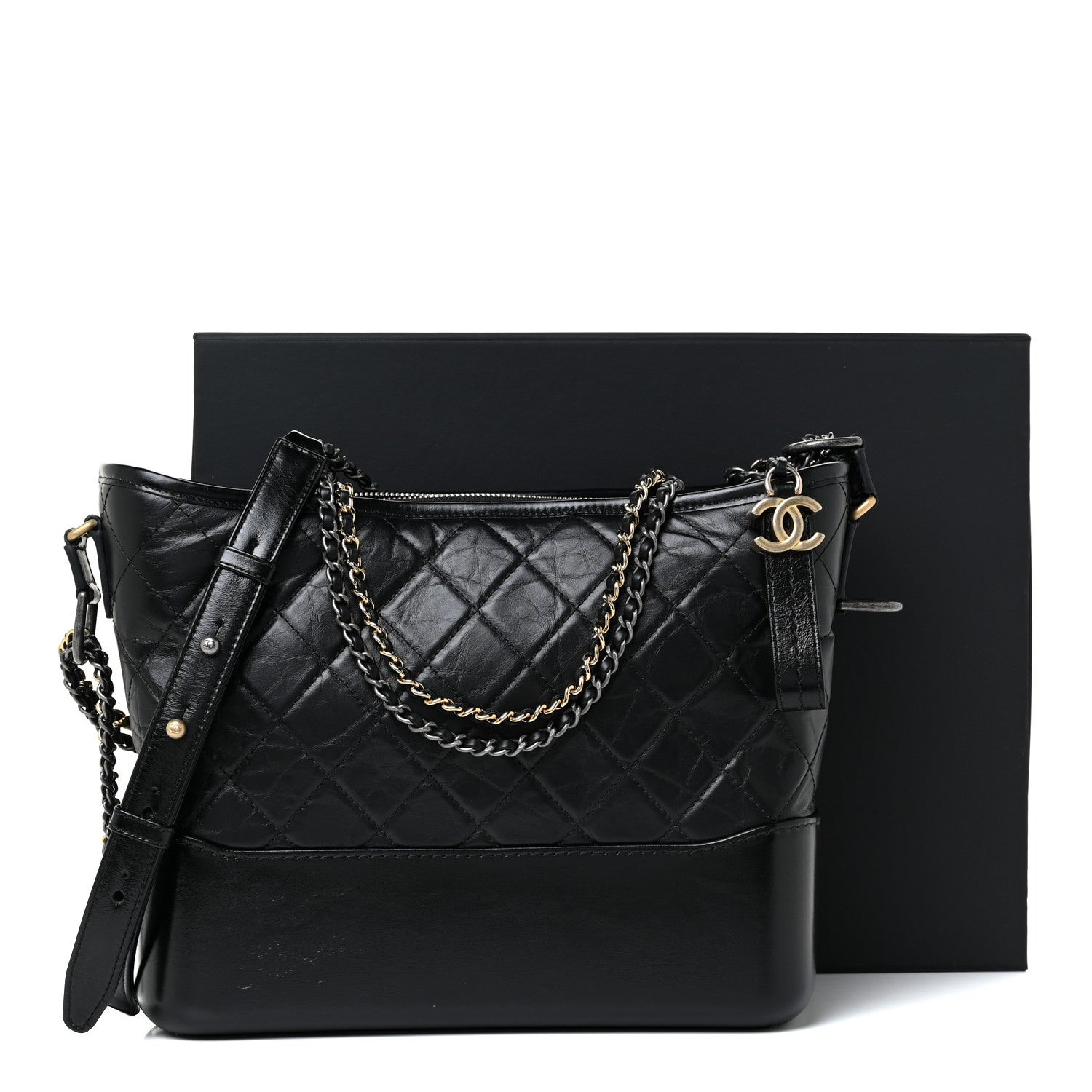Chanel Aged Calfskin Quilted Medium Gabrielle Hobo Black 11 of 11