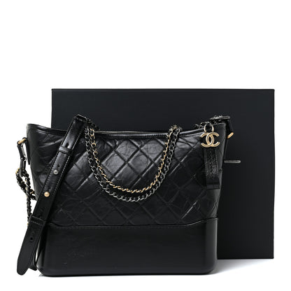 Chanel Aged Calfskin Quilted Medium Gabrielle Hobo Black 11 of 11