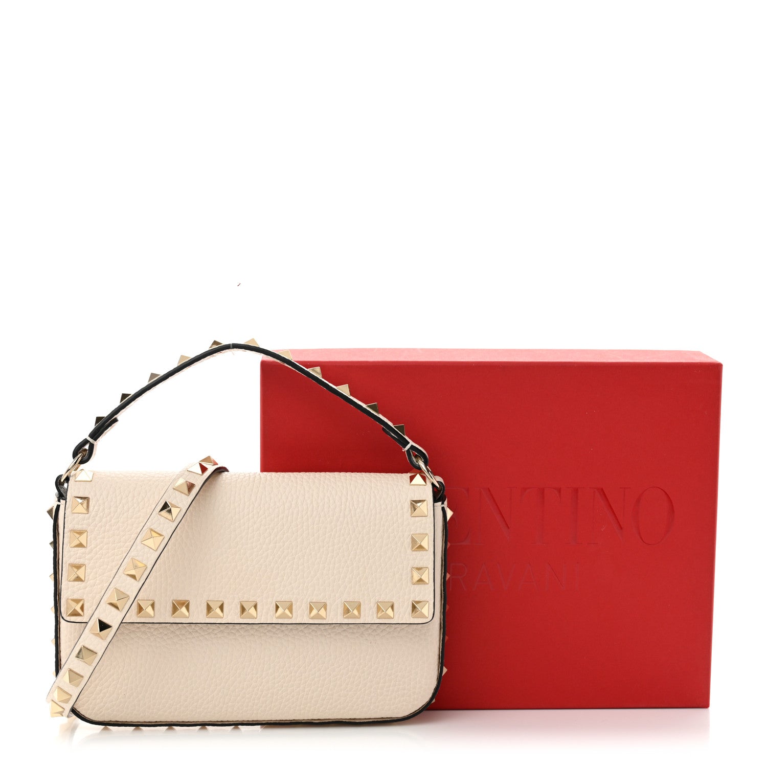 Valentino Garavani Grainy Calfskin Rockstud Crossbody Pouch Light Ivory 10 of 10