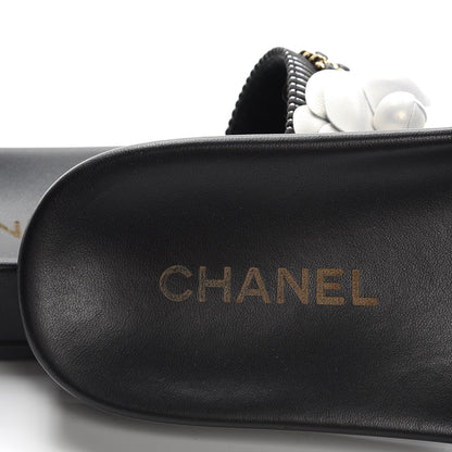 Chanel Calfskin Chain Flat Sandals 38 Black 6 of 9