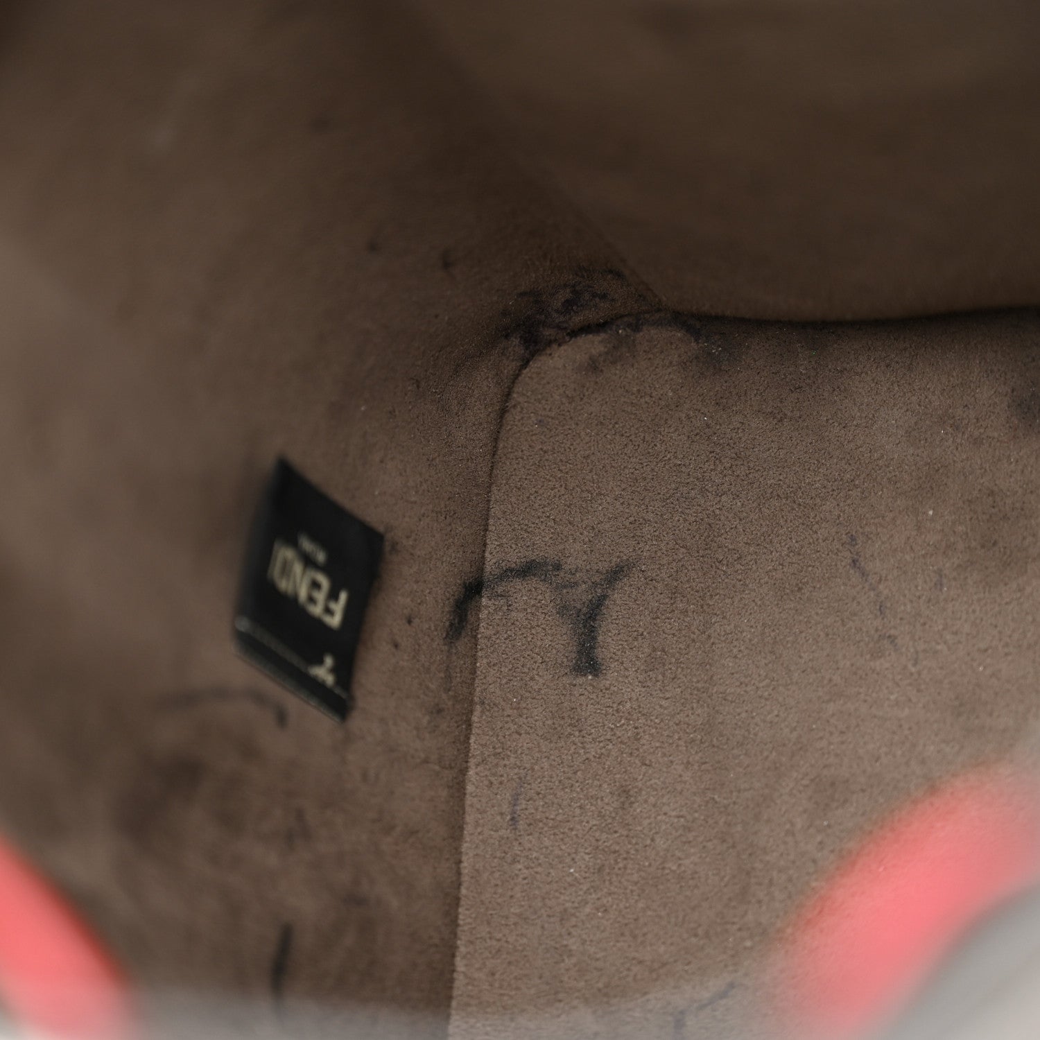 Fendi Vitello Grace F is Fendi Bi-Color FF 1974 Embossed Grande Mon Tresor Bucket Bag Maya Black Fragola 11 of 12