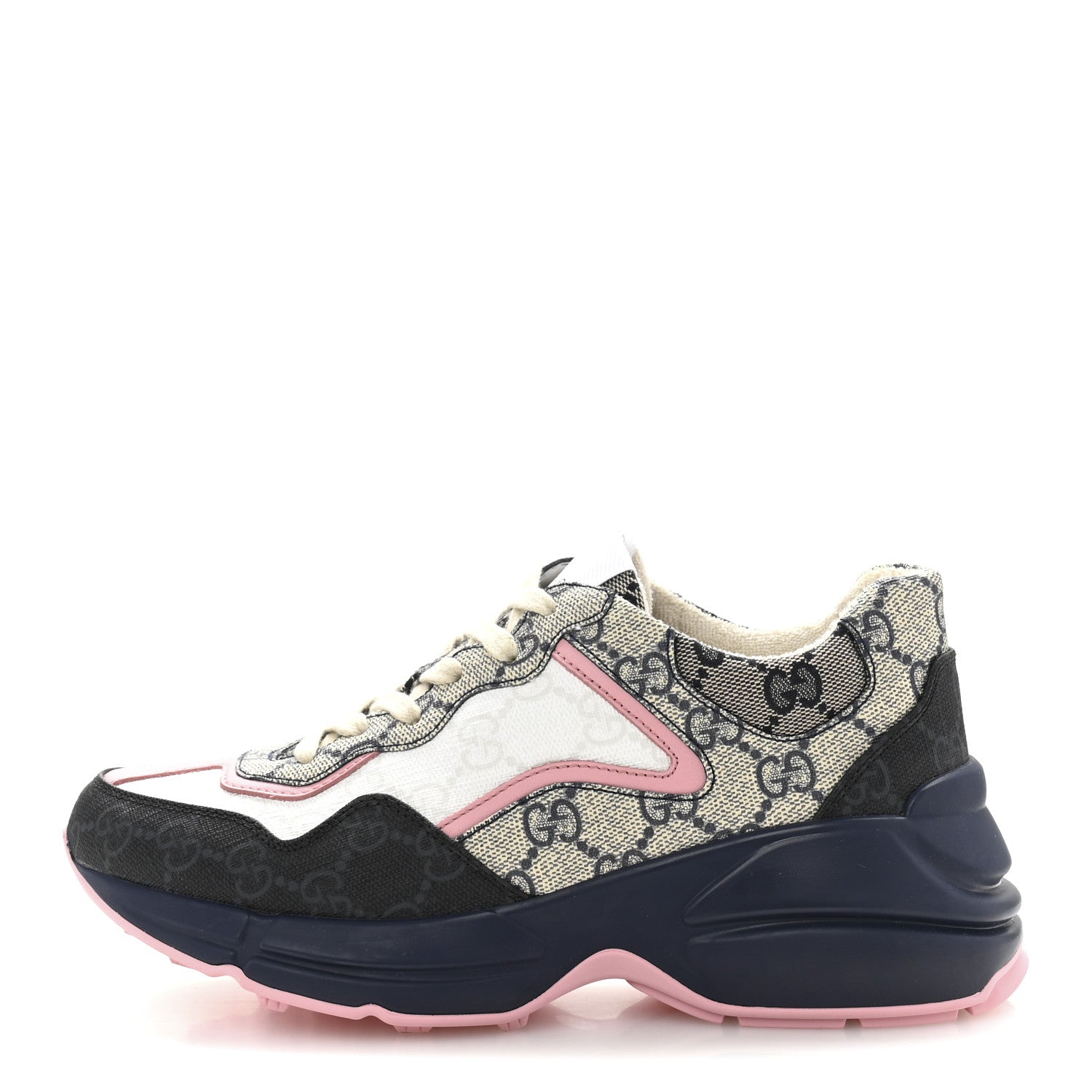 Gucci GG Supreme Monogram Mix Monogram Womens Rhyton Sneakers 35.5 Black Blue 1 of 9