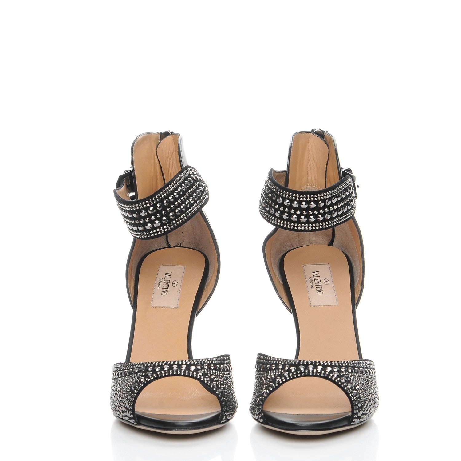 Valentino Garavani Calfskin Studded Ankle Strap Pumps 39.5 Black 2 of 14