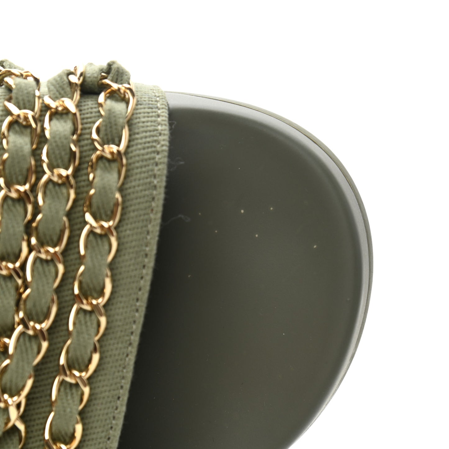 Canvas Chain Flat Sandals 38 Khaki