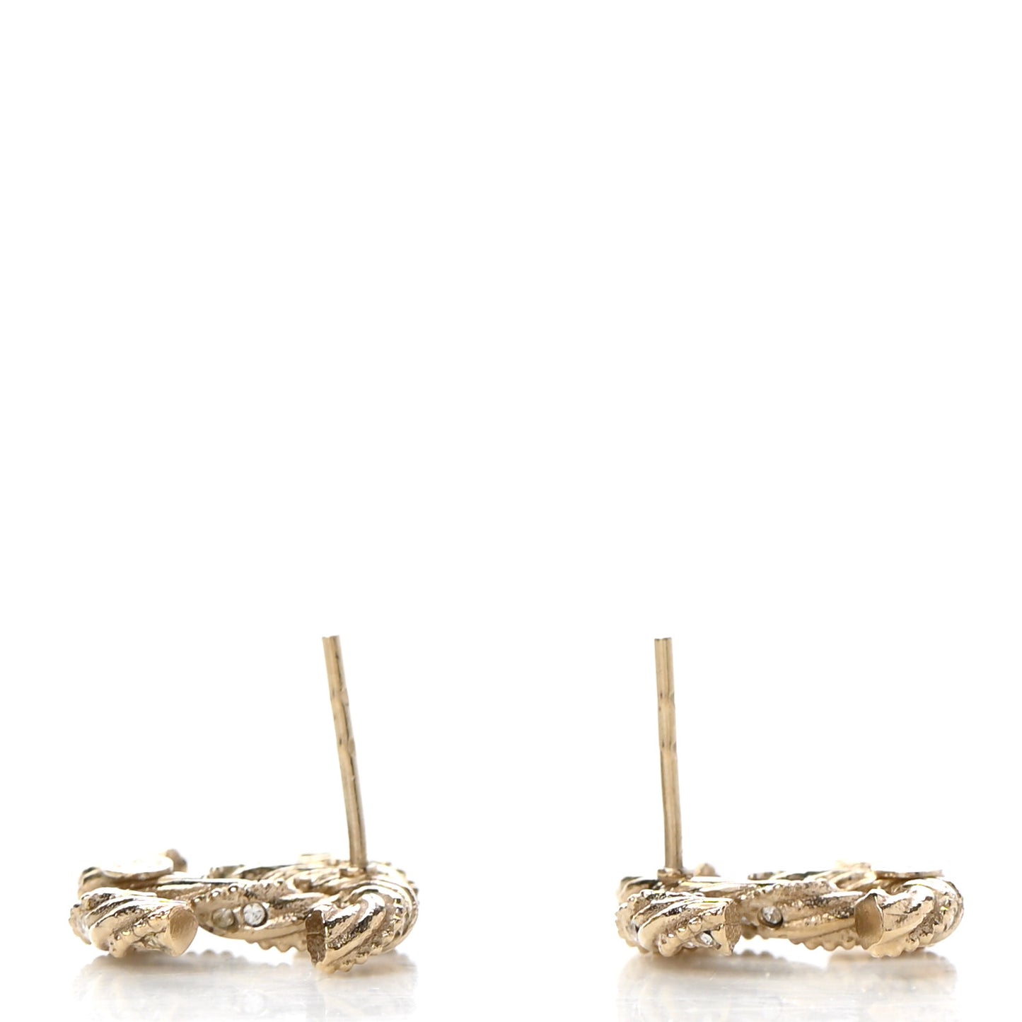Crystal Twisted CC Earrings Gold