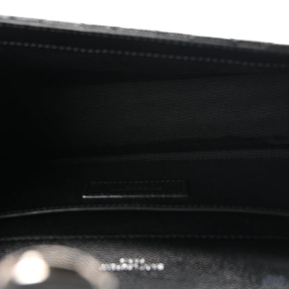 Saint Laurent Grain De Poudre Textured Mixed Matelasse Triquilt Medium Monogram Satchel Black 5 of 11