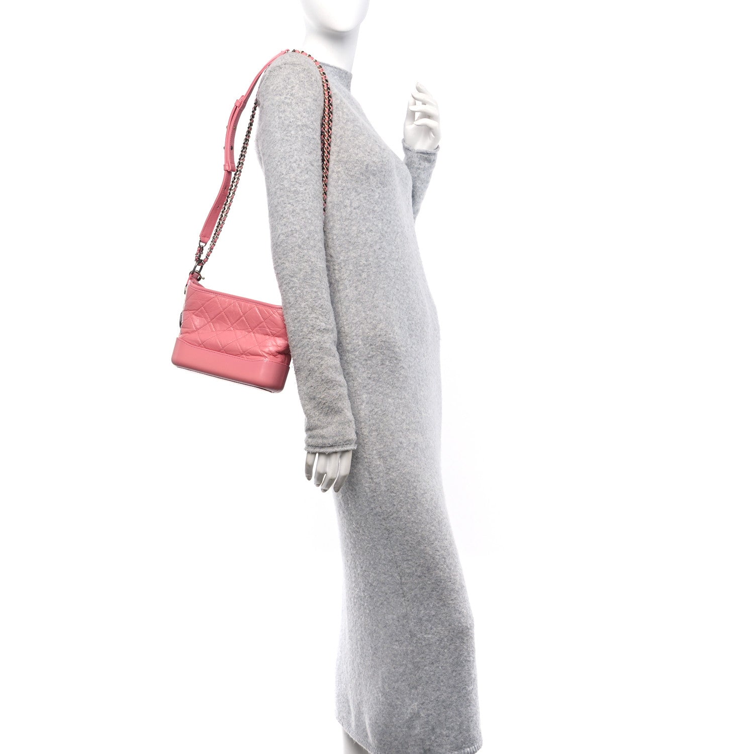 Chanel Aged Calfskin Quilted Small Gabrielle Logo Hobo Rose 2 of 9