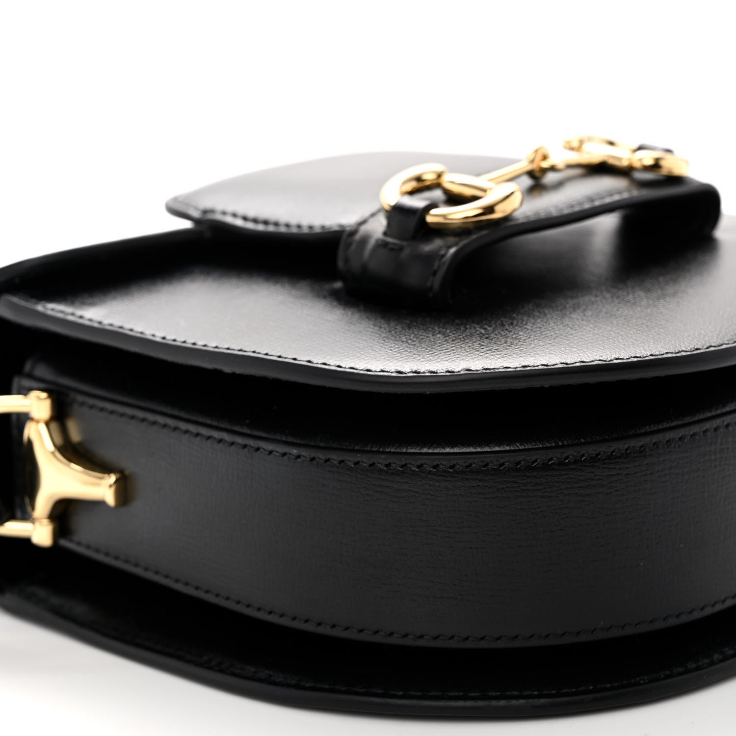 Gucci Azalea Calfskin Mini Horsebit 1955 Rounded Shoulder Bag Black 8 of 10