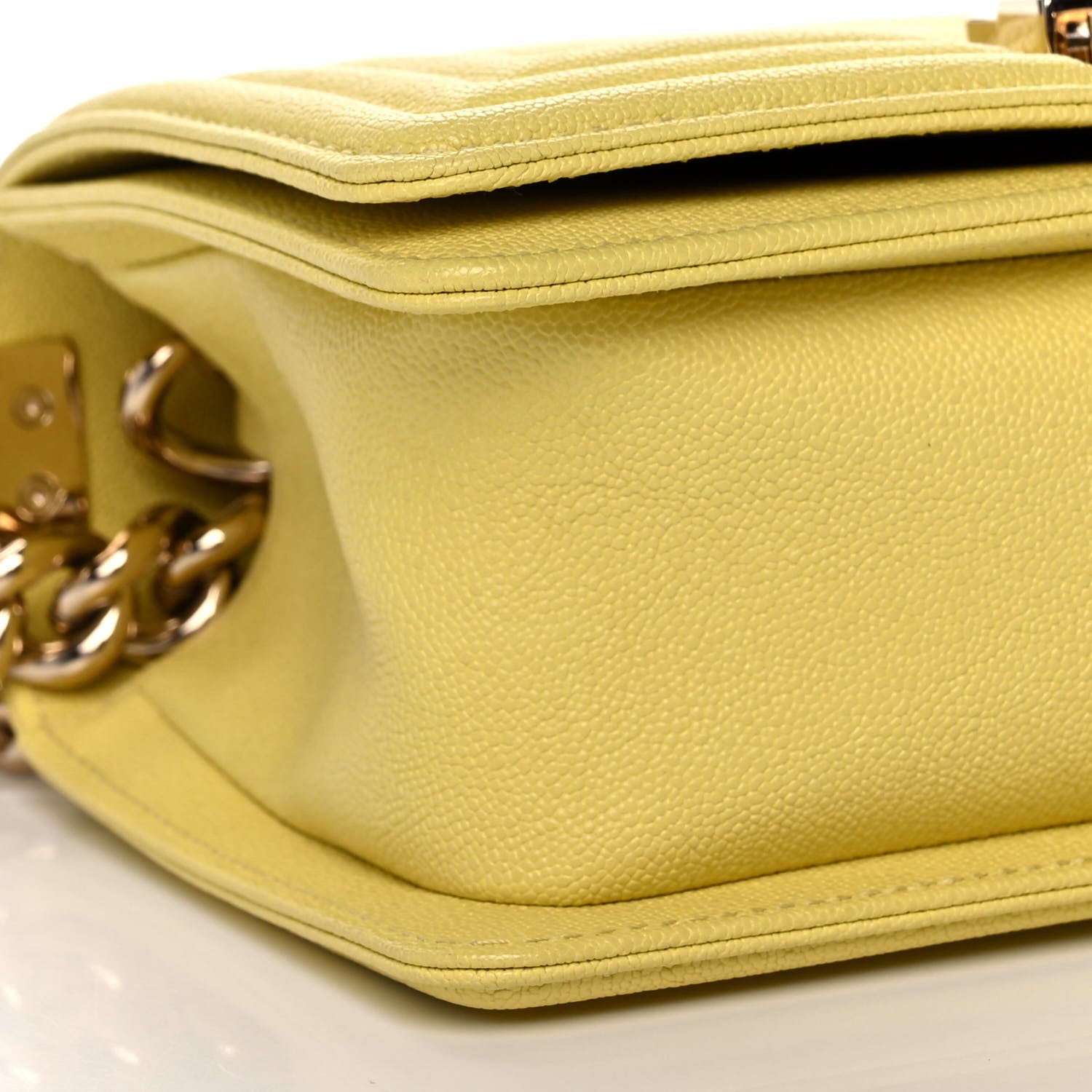 Chanel Caviar Chevron Quilted Small Boy Flap Yellow 9 of 11