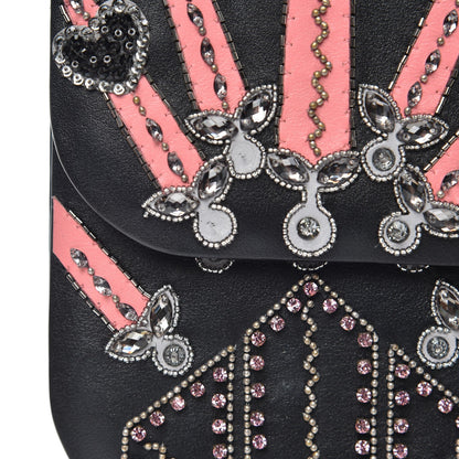 Valentino Garavani Vitello Crystal Loveblade Embellished Medium Glam Lock Rockstud Flap Black 11 of 12