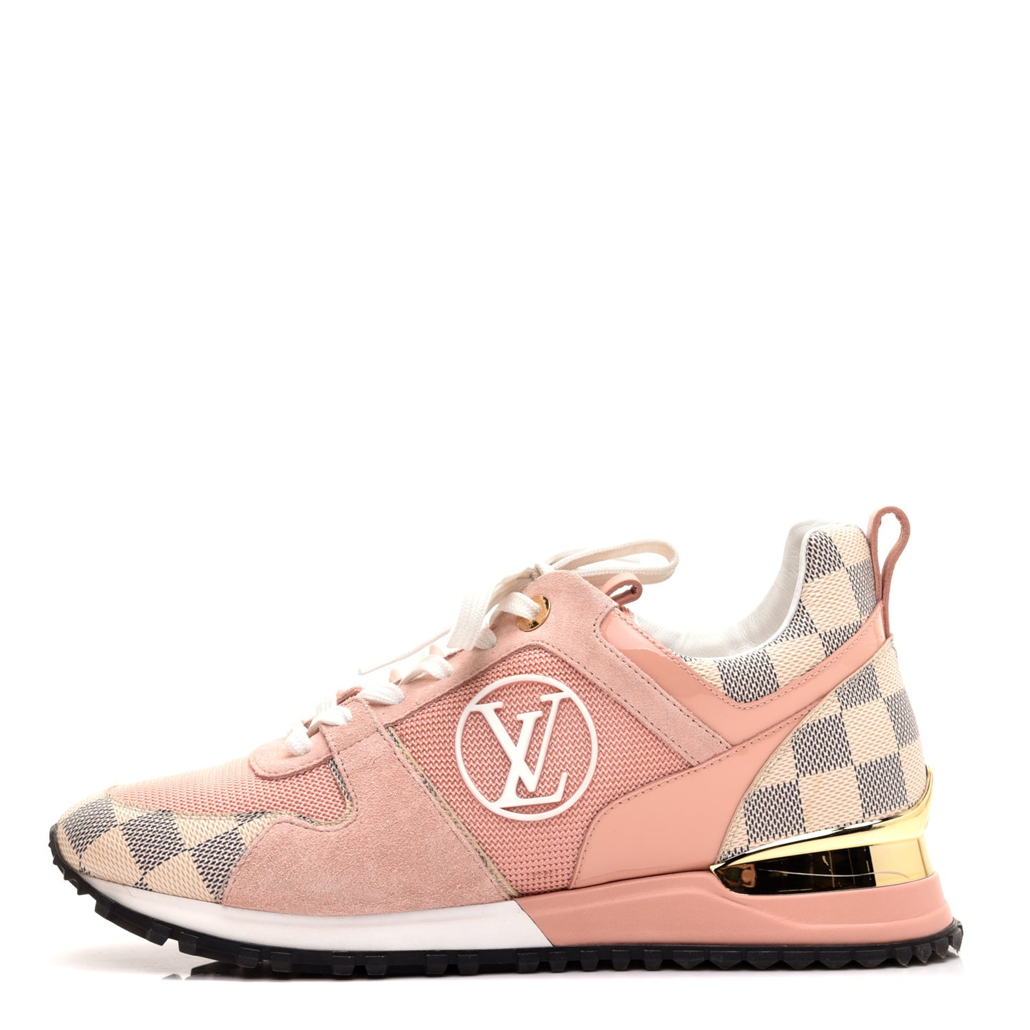 Suede Damier Azur Run Away Sneakers 38 Pink