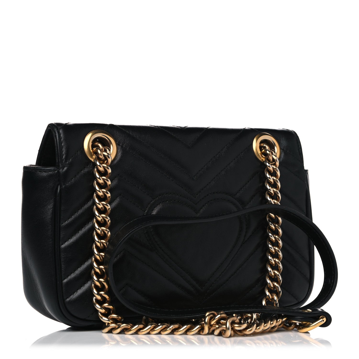 Gucci Calfskin Matelasse Mini GG Marmont Shoulder Bag Black 3 of 17