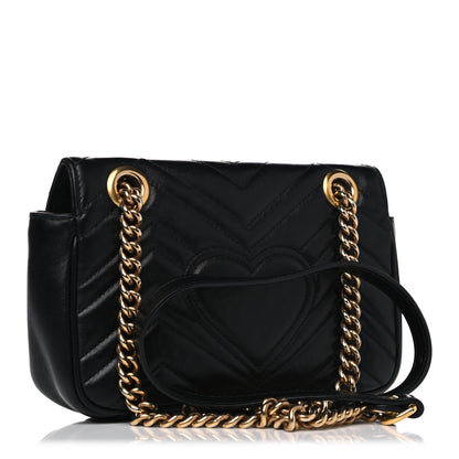 Gucci Calfskin Matelasse Mini GG Marmont Shoulder Bag Black 3 of 17