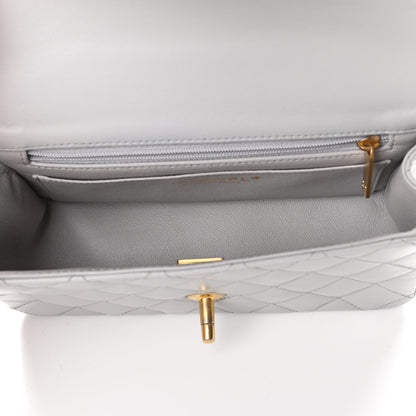 Chanel Lambskin Quilted Mini Top Handle Rectangular Flap Grey 5 of 9
