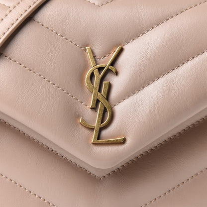 Saint Laurent Calfskin Y Quilted Monogram Toy Loulou Crossbody Bag Dark Beige 9 of 12