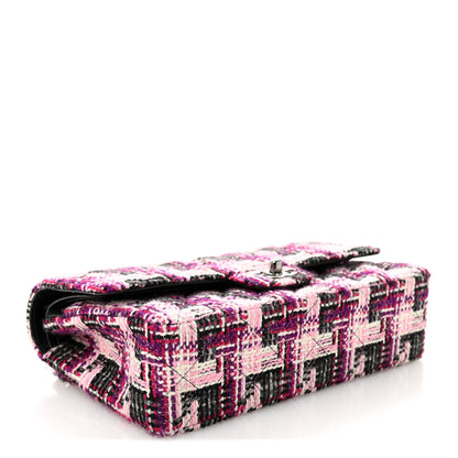 Chanel Tweed Quilted Medium Double Flap Pink Black 4 of 10