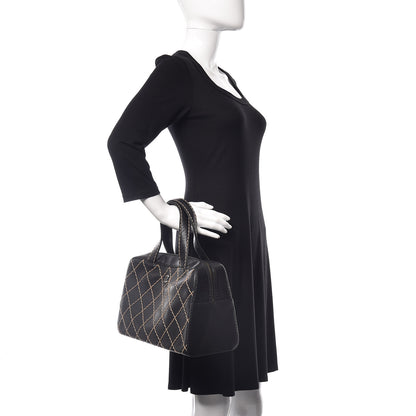Chanel Calfskin Wild Stitch Top Handle Bag Black 2 of 9