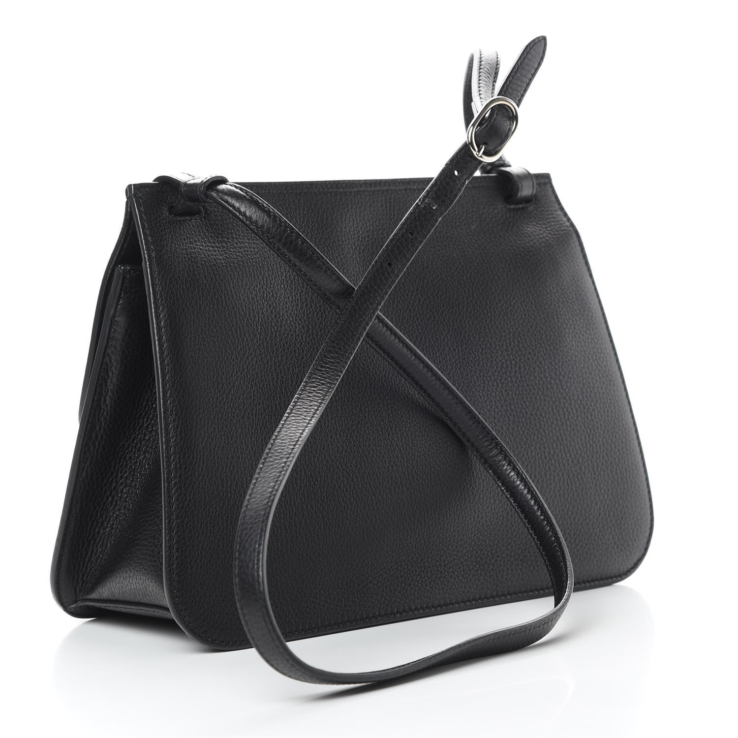 Gucci Pebbled Calfskin Medium Bamboo Daily Flap Shoulder Bag Black 3 of 9