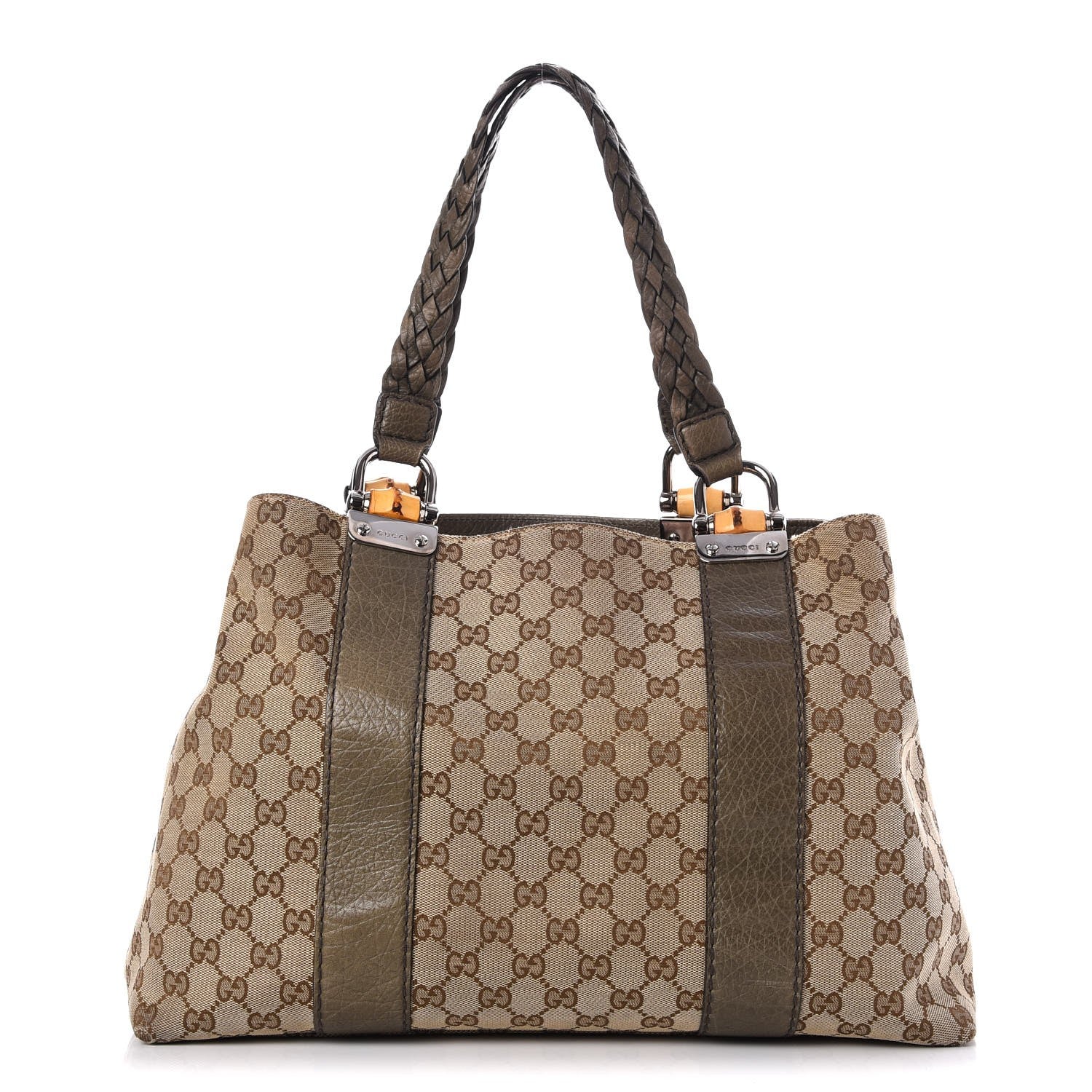 Gucci Monogram Bamboo Bar Medium Tote Olive 1 of 7