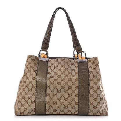 Gucci Monogram Bamboo Bar Medium Tote Olive 1 of 7