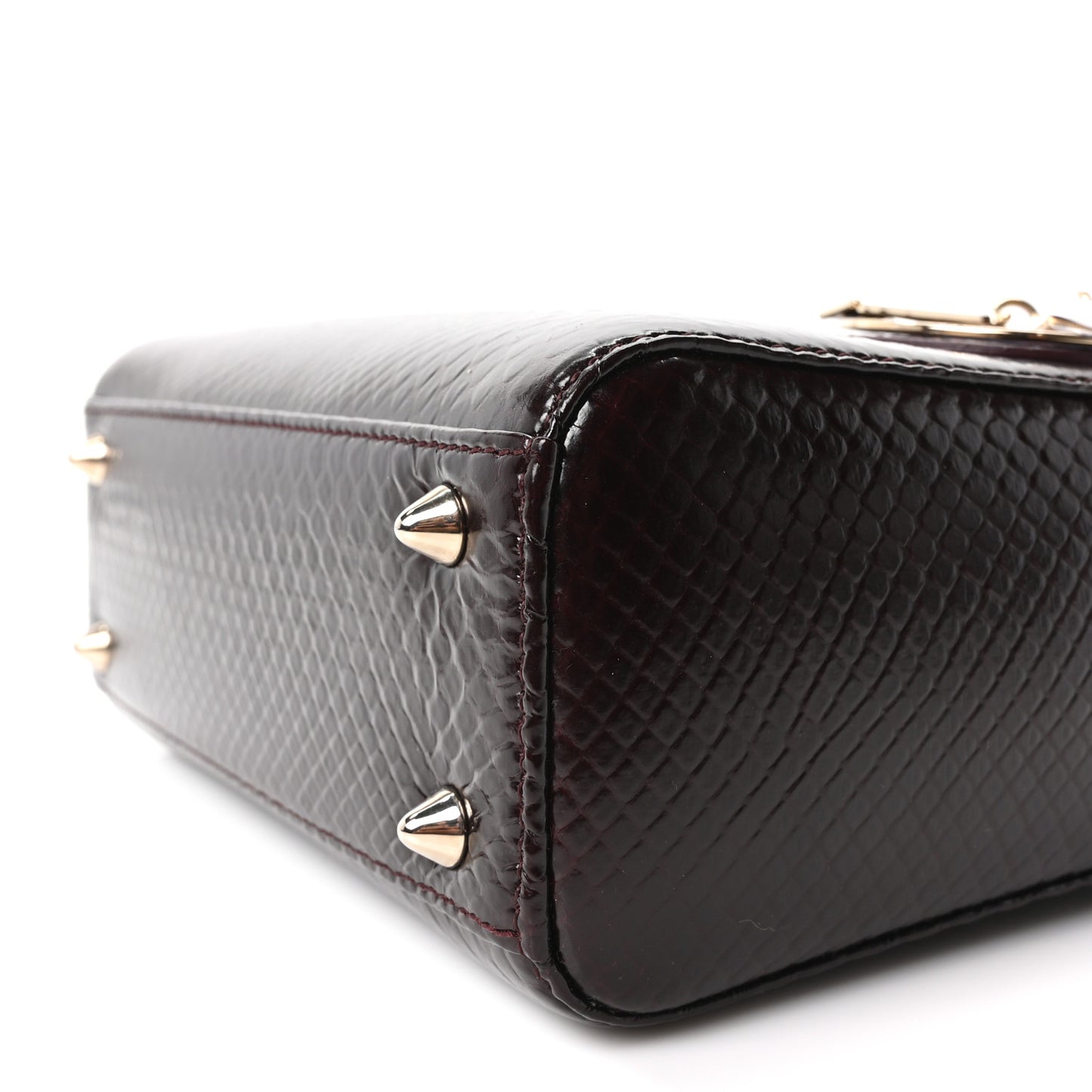 Snakeskin Small Lady Dior Deep Amaranth