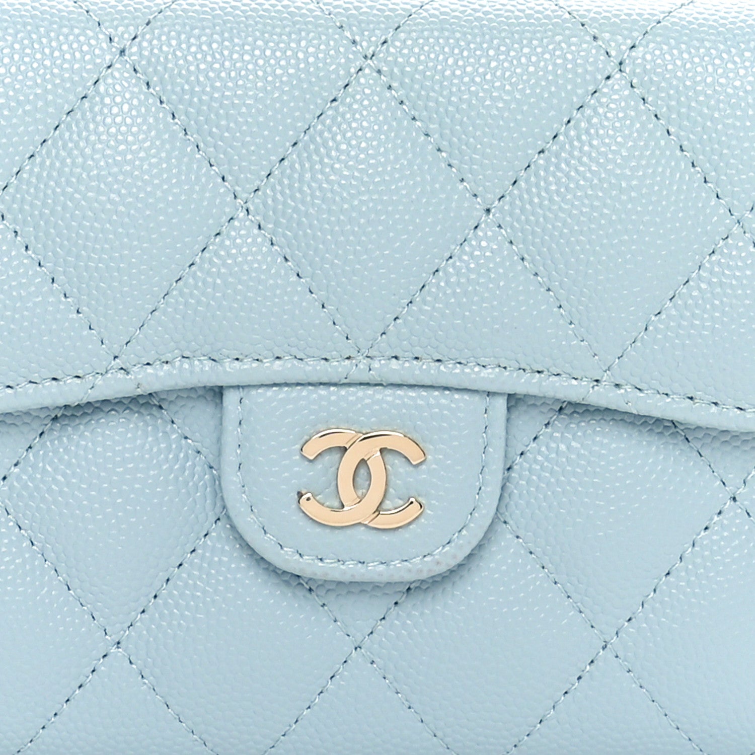 Chanel Caviar Quilted Compact Flap Wallet Light Blue 8 of 9