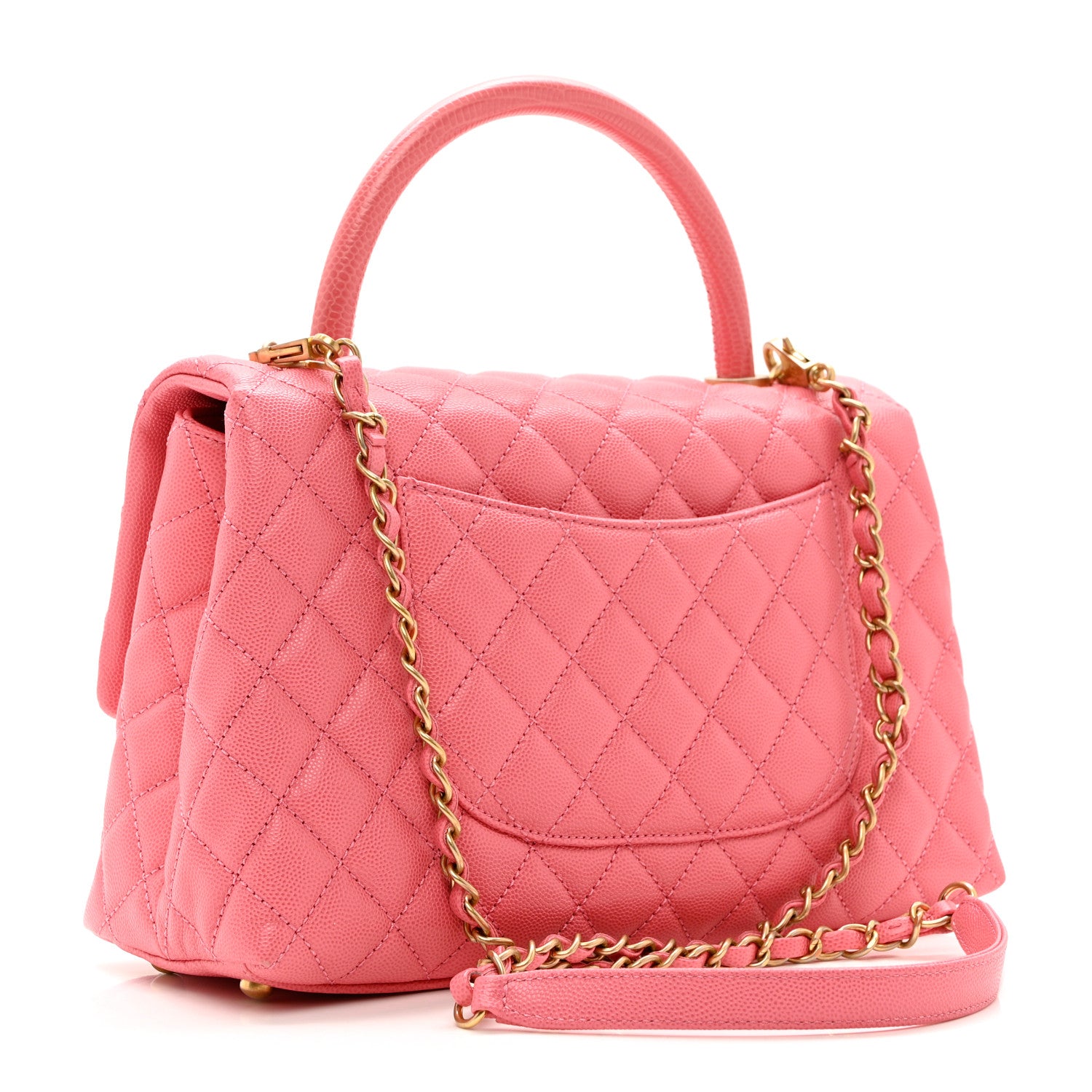 Chanel Caviar Quilted Small Coco Handle Flap Pink 3 of 11
