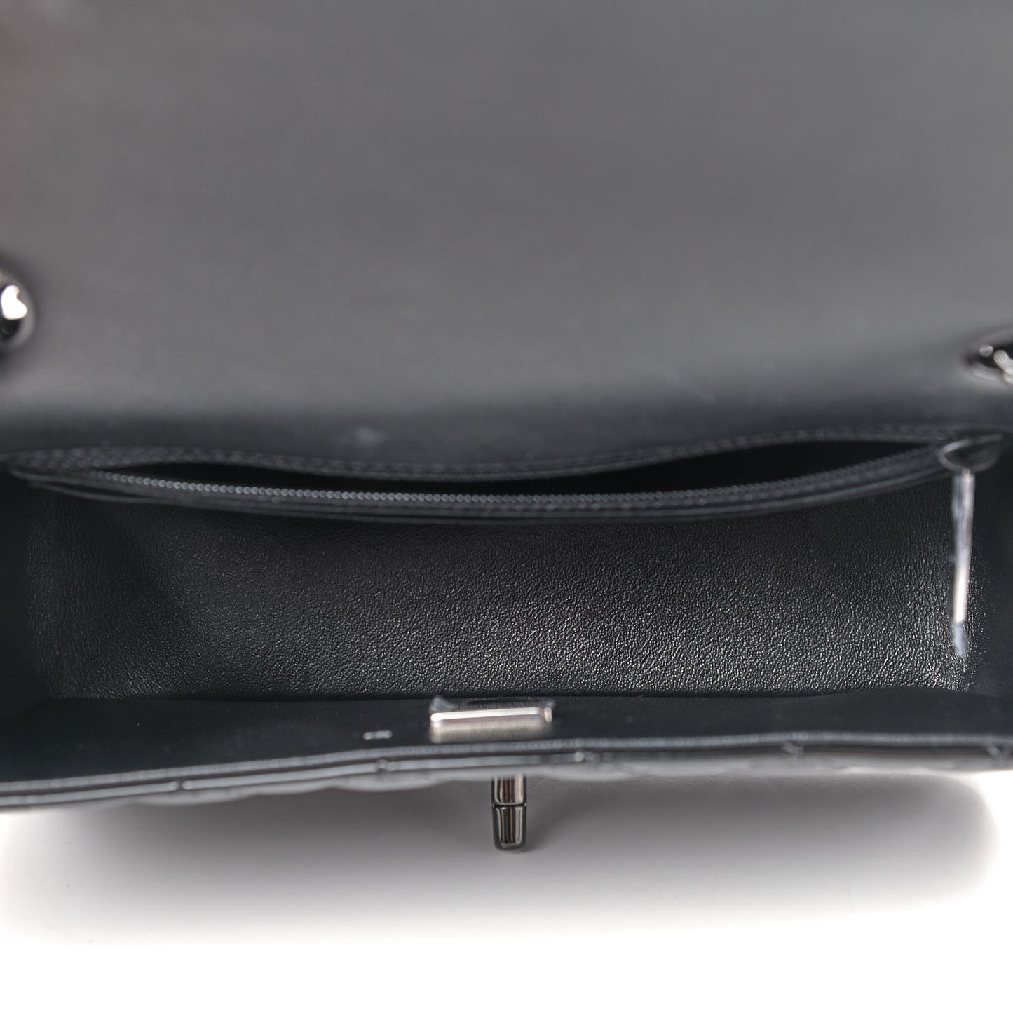 Patent Calfskin Quilted Mini Rectangular Flap So Black